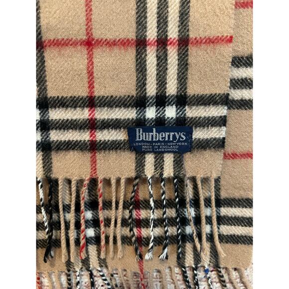 Burberry Genuine Vintage Nova Check Plaid Fringed Scarf Scarves Pure Lambswool - Picture 2 of 7